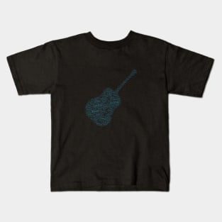 Guitar Folks Silhouette Shape Text Word Cloud Kids T-Shirt